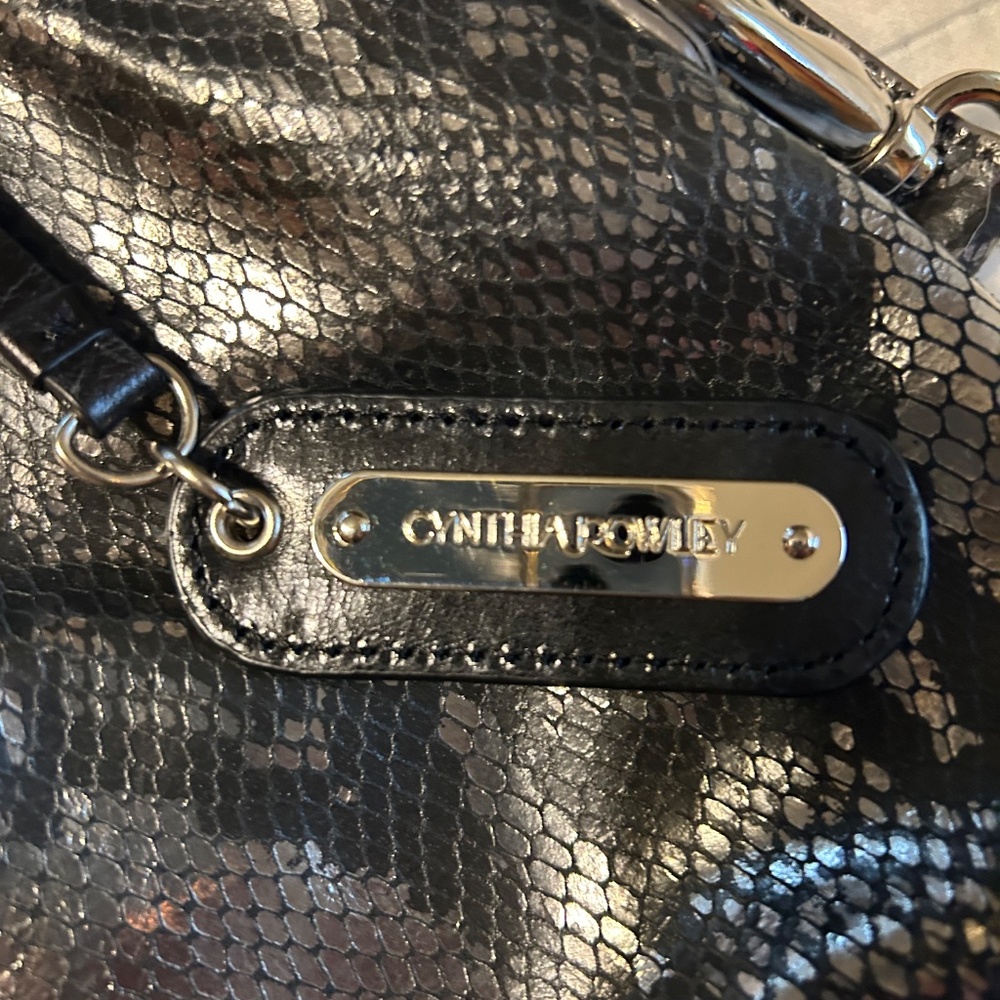 Cynthia Rowley Python Gray Metallic Snake Leather… - image 6